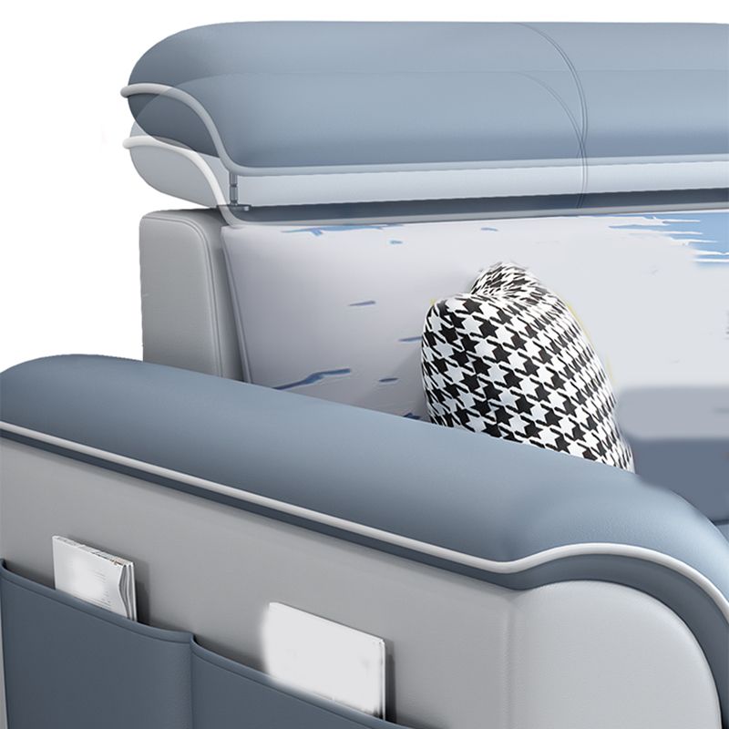 L-Shape Flared Arms Sectional 3-seat Faux Leather Sofa with Storage