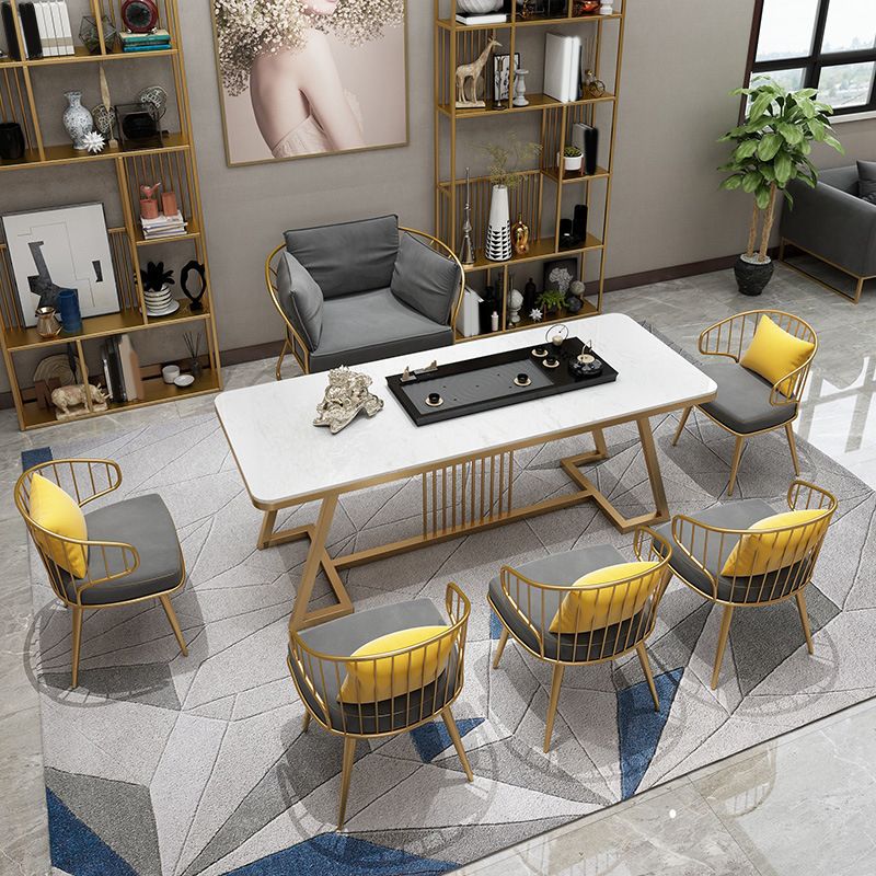 Modern 1/7 Pieces Dining Set Rectangle Stone Dining Table for Living Room Dining Room