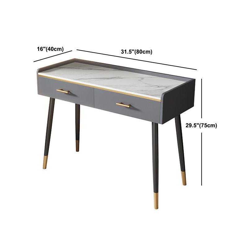 Grey Vanity Bedroom Stone Top Make-up Vanity with Storage Drawers