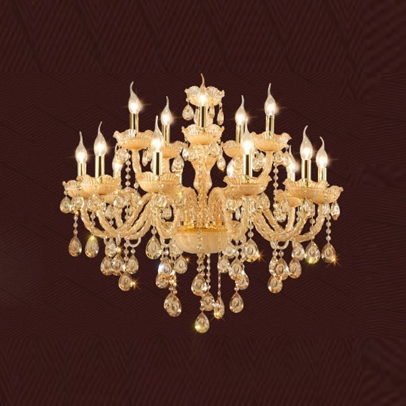 Crystal Hanging Chandelier Candle Shape Chandelier Lighting for Living Room