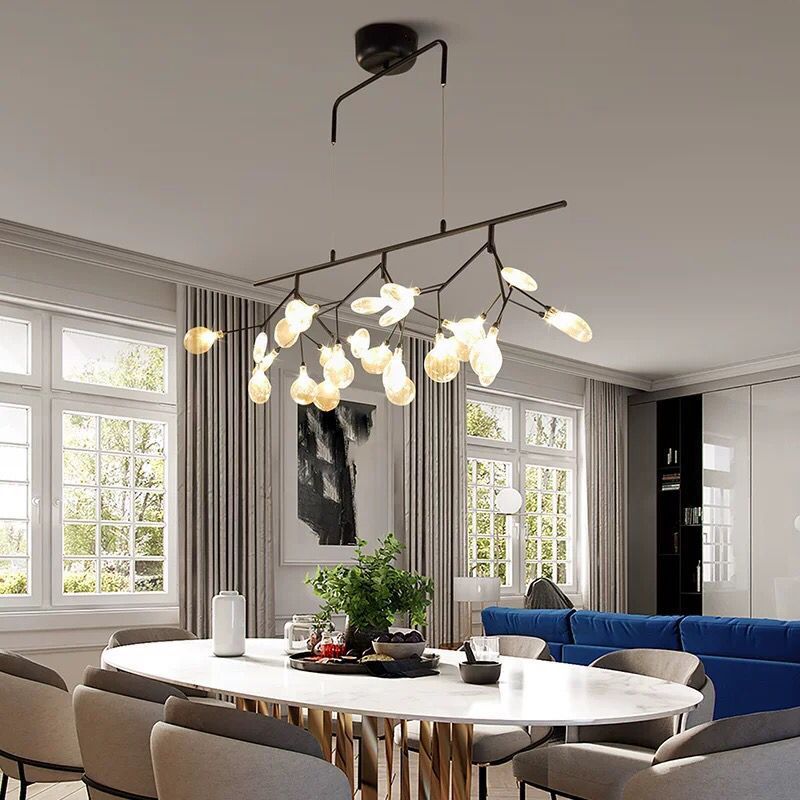 Branched Firefly Island Light Fixture Nordic Style Clear Glass Dining Room LED Ceiling Pendant Light