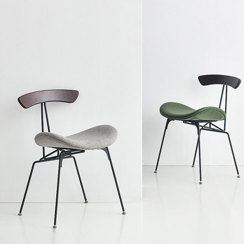 Black Iron Legs Dining Chairs Industrial Armless Dining Side Chair