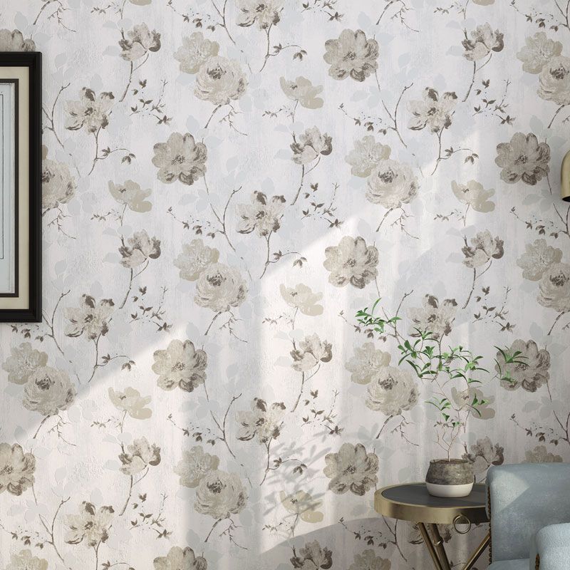 Home Decoration Wallpaper Simple Pastel Color Blossoming Rose Wall Covering, Non-Pasted