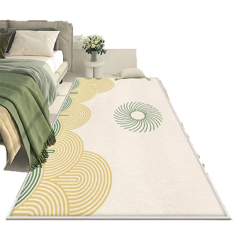 Brown Modern Rug Polyester Line Rug Washable Rug for Bedroom