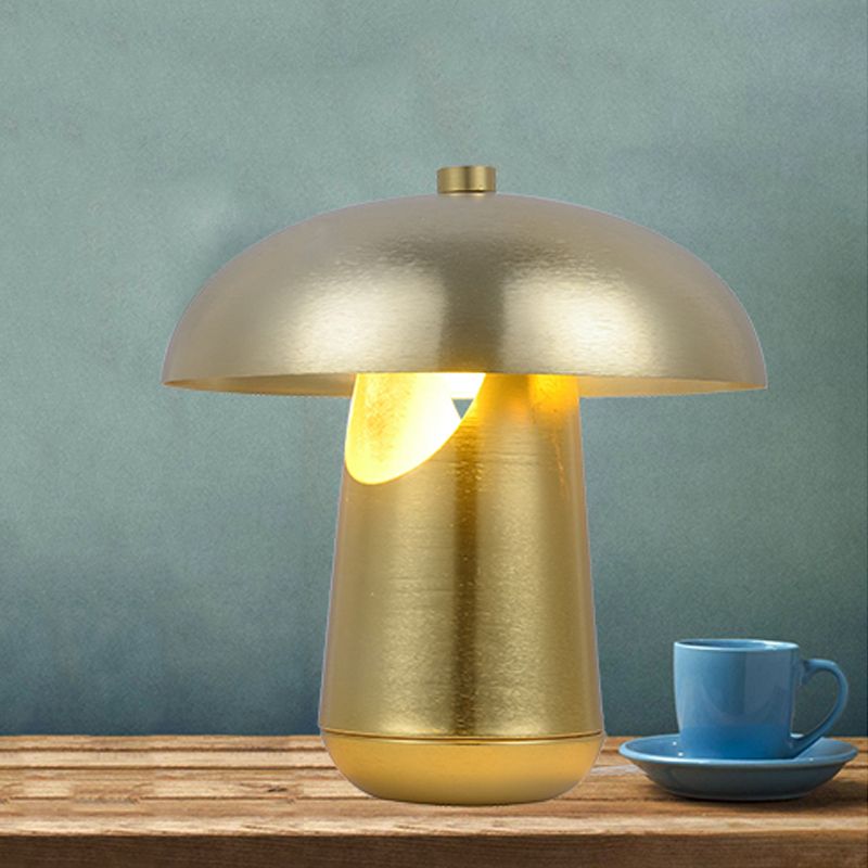 Lámpara de mesa de noche metálica contemporánea de 1 cabezal con iluminación de mesa abovedada de bronce/oro rosa para mesa de comedor