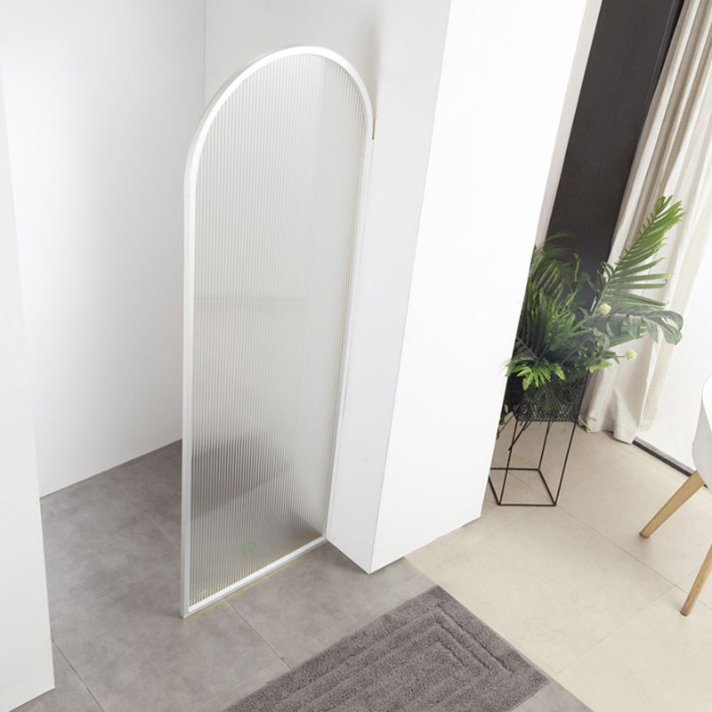 White Shower Door Frame Single Fixed Frosted Tempered Shower Bath Door