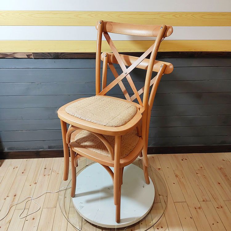 Wooden Contemporary Indoor Dining Side Chair Stackable Cross Back Chair