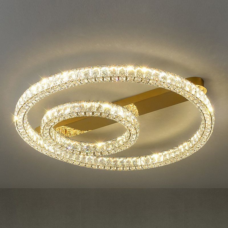 Luminaires encastrés contemporains Lampes encastrées circulaires en cristal en or