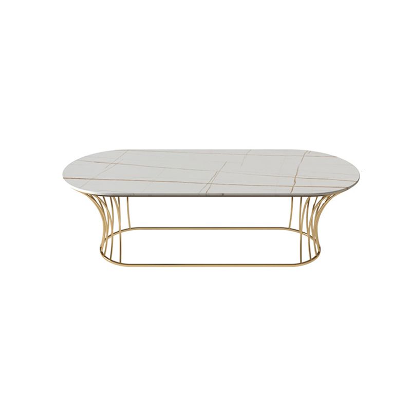 Glam 17.7" H Oval Slate Coffee Table Metal Frame Cocktail Table