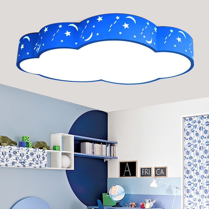 Hollow Cloud Kid Bedroom Ceiling Lamp Metal Acrylic Cartoon LED Ceiling Mount Light