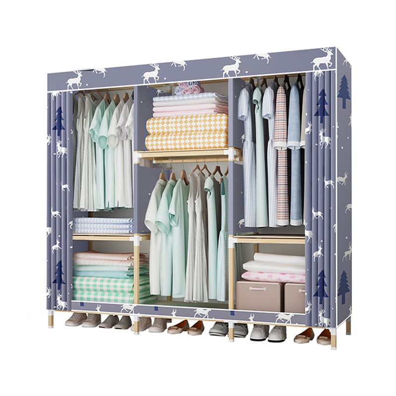 Contemporary Style Wardrobe Armoire Solid Wood Bedroom Wardrobe Closet with Shelves