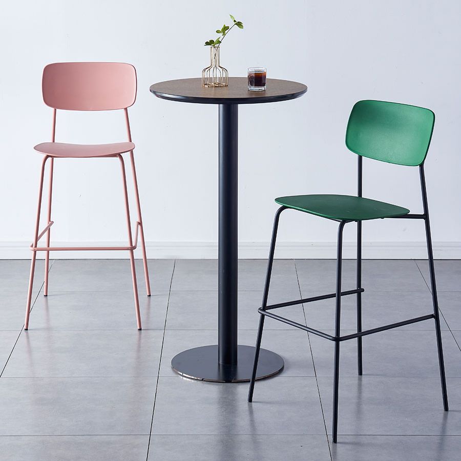 Scandinavian Backrest Counter Bar Stool Plastic Rectangle Counter-height Stool