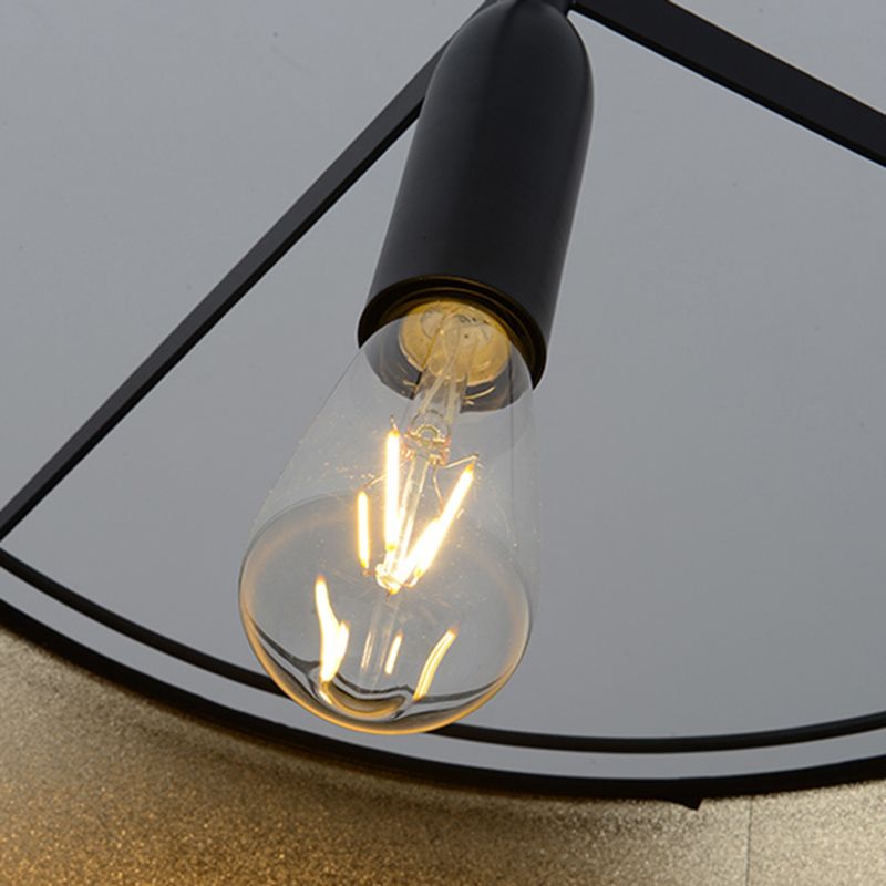 Frustum Hanging Light Simplicity Fabric 1-Light Dining Room Pendant Light in Black and Gold Inner