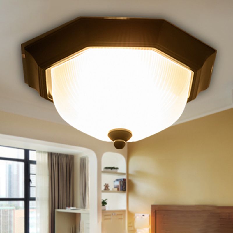 12" Wide Hexagon Flush Mount Classic Glass Flush Ceiling Light in Black