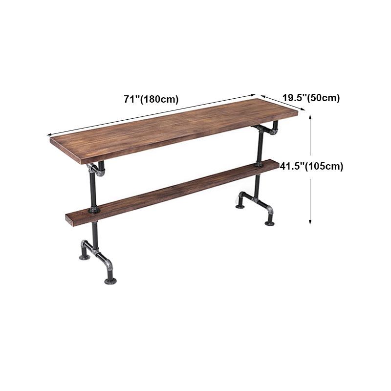 Wood Top Water Pipe Frame Counter Table Industrial 42-inch Height Table for Dinning Room