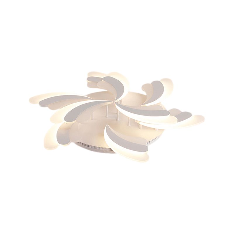 Acrylic Windmill Ceiling Lamp Modern 3/5/9 Lights White Flush Mount Light Fixture in Warm/White/Natural Light