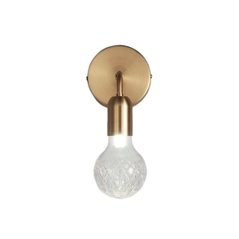 Industrial-Style Bulb Shaped Wall Light Single Lattice Glass Sconce Lighting Fixture in Brass