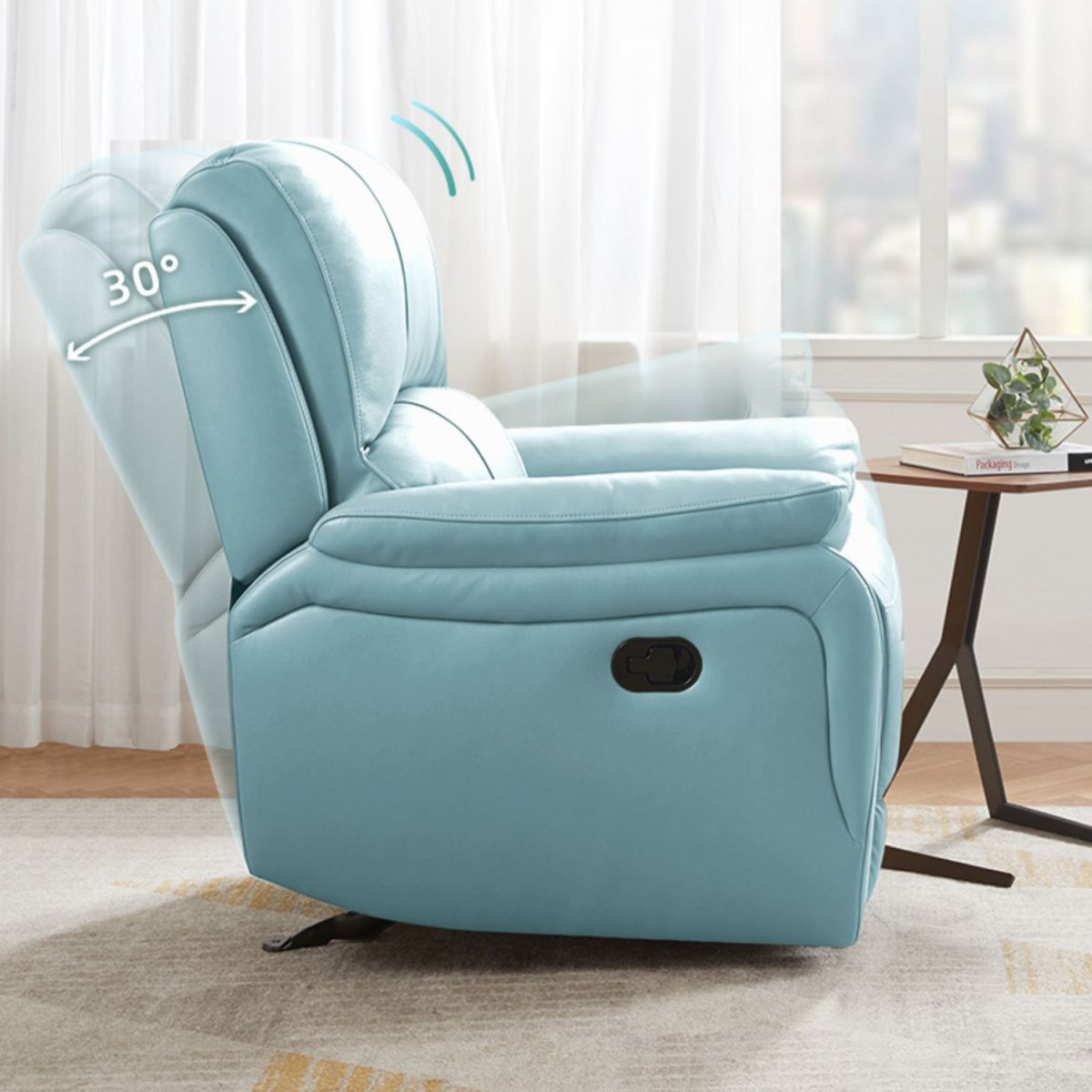 Modern Recliner Chair USB Charge Port Solid Color Standard Recliner