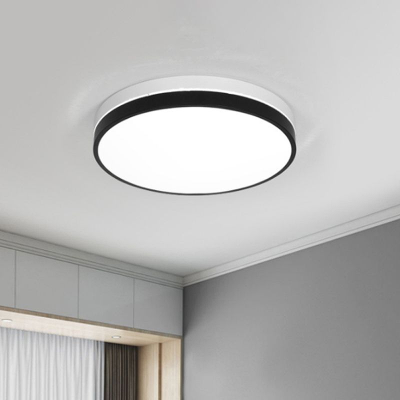 Plafonnier LED nordique rond/carré/rectangle en acrylique pour salon, luminaire de plafond en noir et blanc