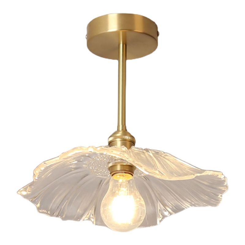 Plafonnier d'intérieur en cuivre de style colonial semi-encastré géométrique