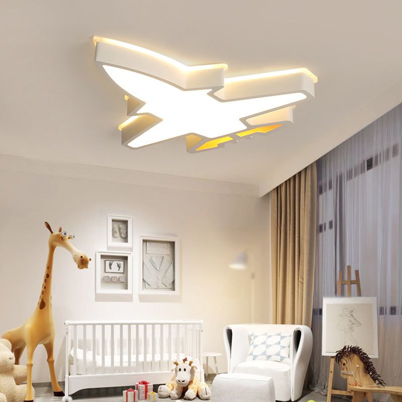 Plafonnier LED en acrylique en forme d'avion, plafonnier blanc simple, encastré pour chambre d'enfant