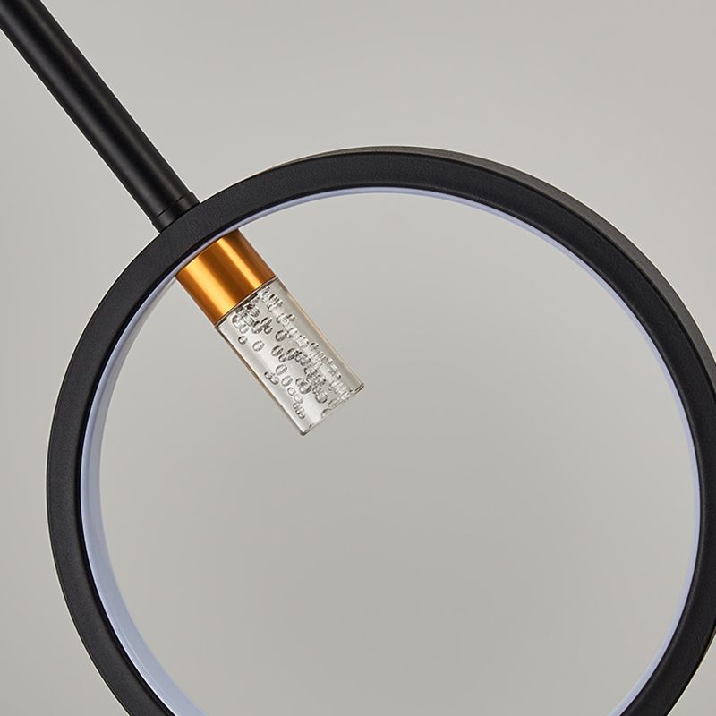 Luz de hierro forjado de isla lineal creativa moderna Luz de hierro forjado con sombra de silicona