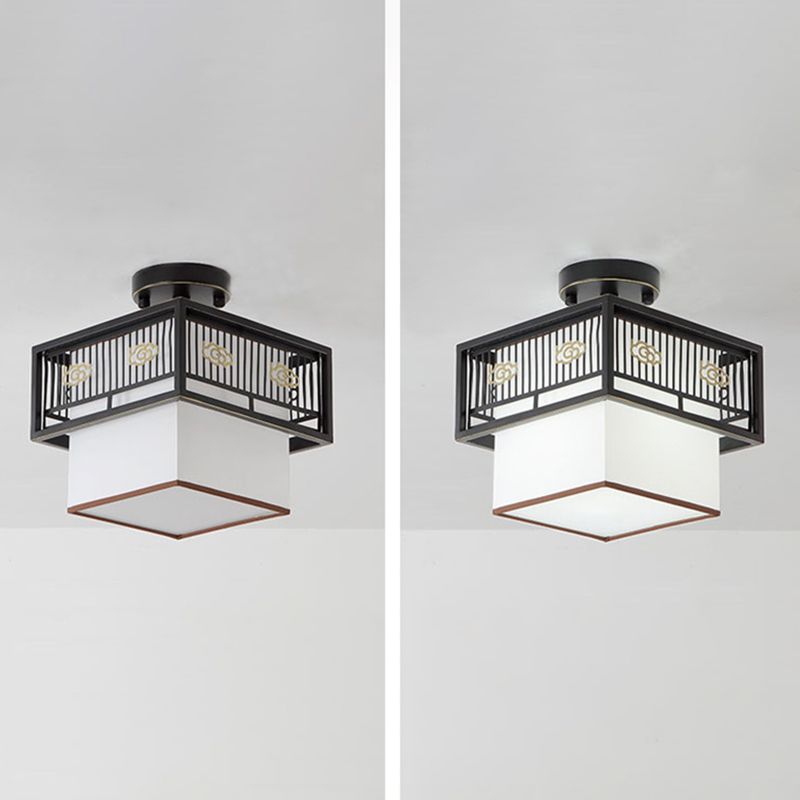 Shaded Aisle Ceiling Flush Mount Traditional-Style Fabric Black Ceiling Mounted Fixture