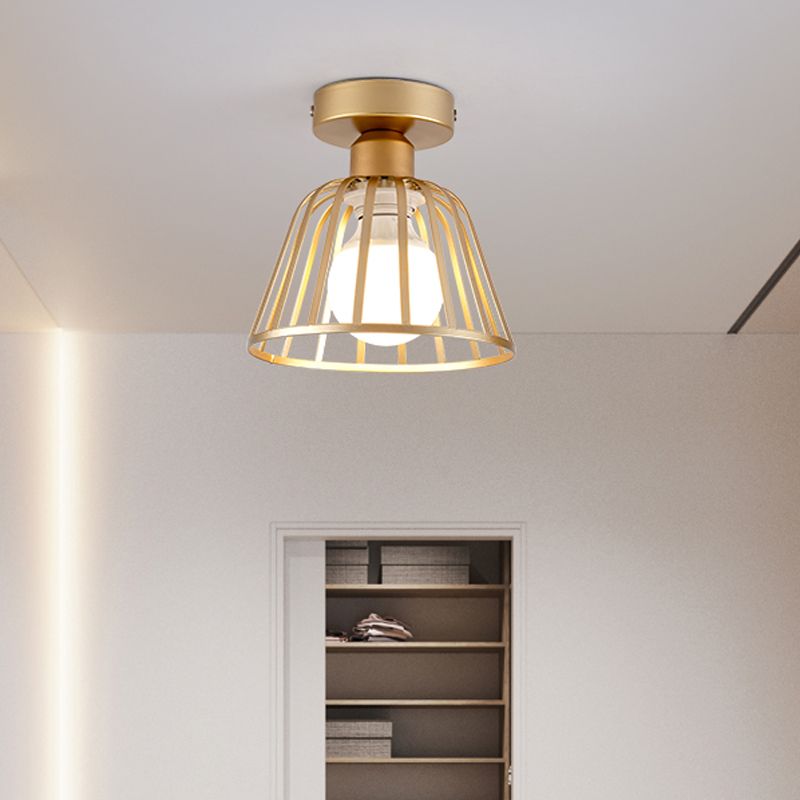 Finition noir / or cône encastré luminaire métal moderne 1 ampoule plafonnier pour escalier