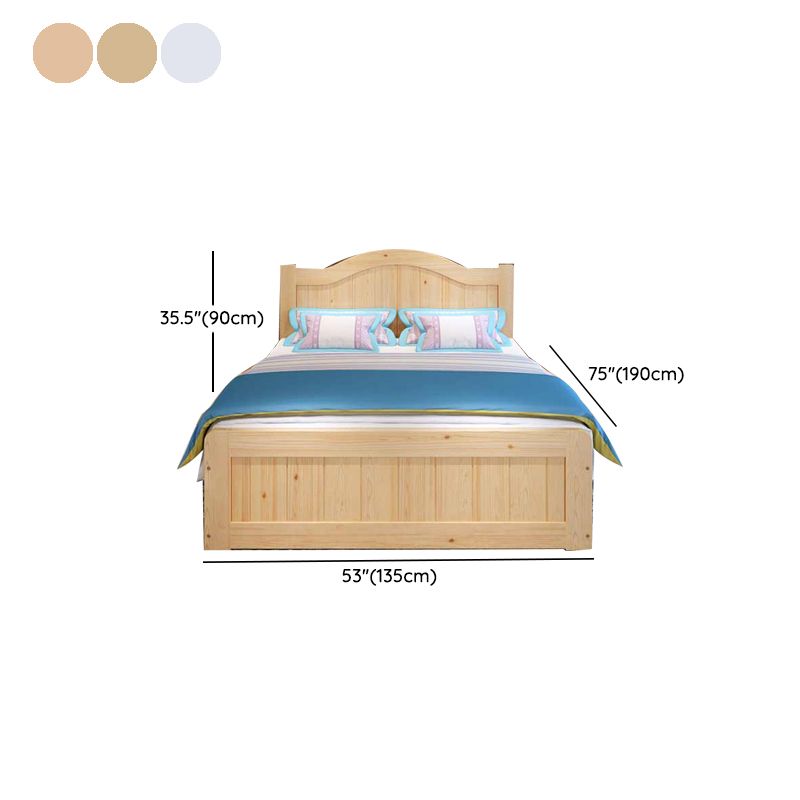 Contemporary Solid Color Standard Bed Wood Storage Camelback Bed Frame