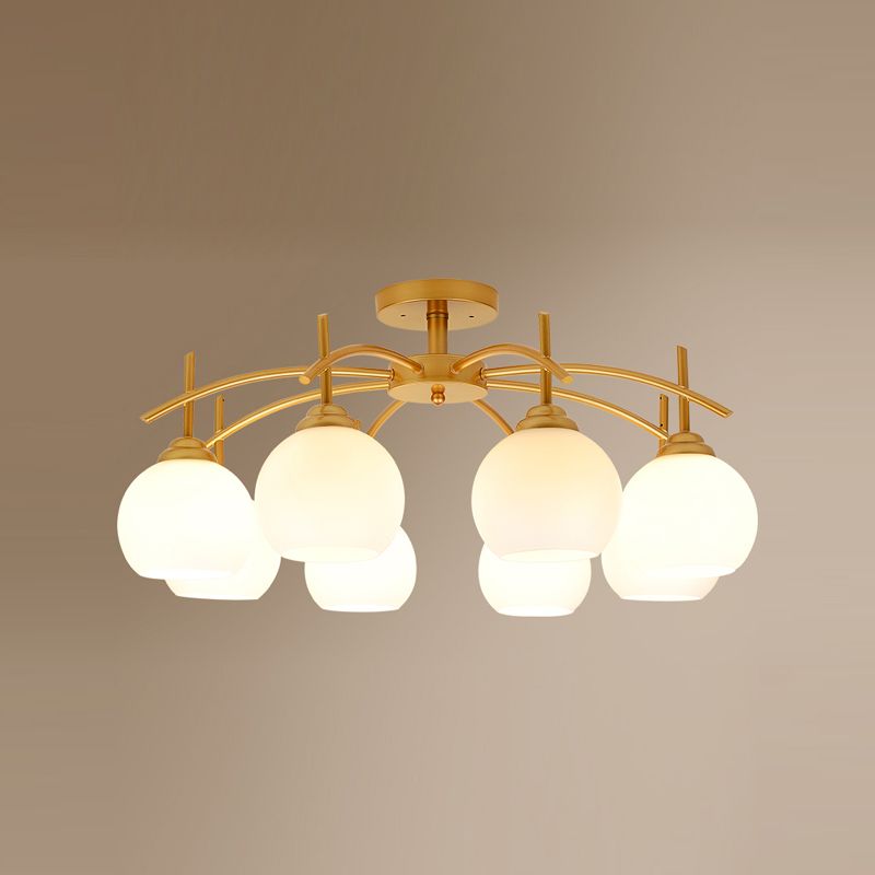 Lámpara de techo múltiple de la lámpara de semi lavado de metal tradicional con sombra de vidrio de globo