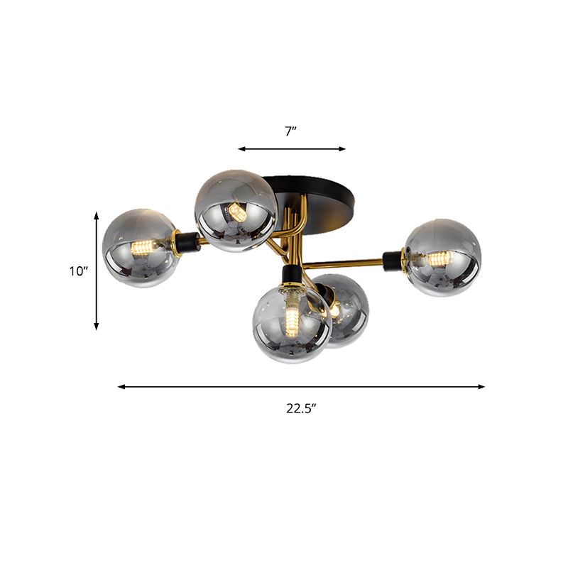 Sphere Shade Semi Plafond Mount Light Multi-Head Modern Moden Mermor Metal Plafond Plafond for Hotel
