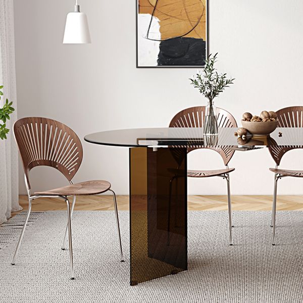 Glass Top Dining Table Oval Dining Table with Double Pedestal