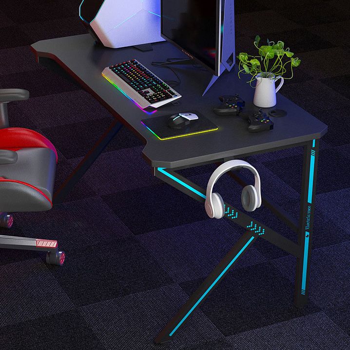 Black Color Bedroom Desk with Steel Table Legs Modern Game Desk