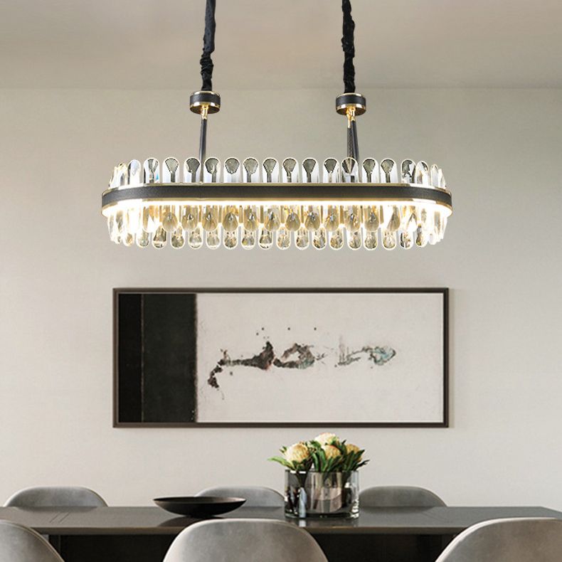 Luci dell'isola geometrica moderna lampadario cristallo 1 illuminazione isola luminosa in finitura nera