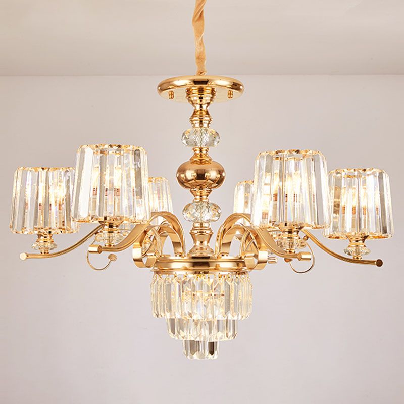 Lampada lampada a cilindri in cristallo trasparente Modernità Apparecchio di illuminazione a sospensione in oro