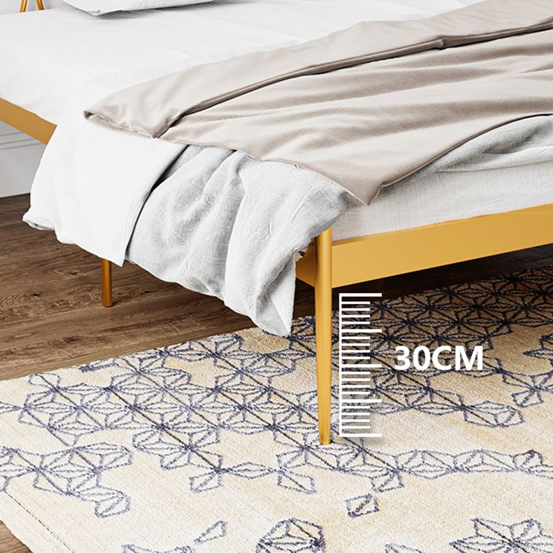 Glam 47" Tall Metal Open-Frame Bed with Rectangular Headboard