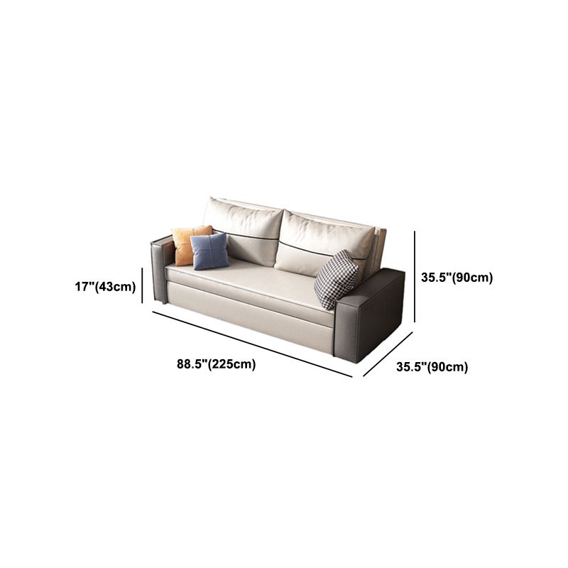 Beige Faux leather Sofa Bed 35.43" Wide Contemporary Foldable Sleeper Sofa
