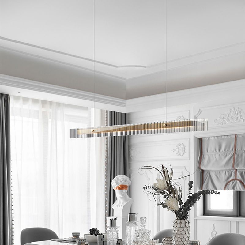 Moderna isla simple de metal rectangular en forma rectangular 1 Light Island Light para restaurante