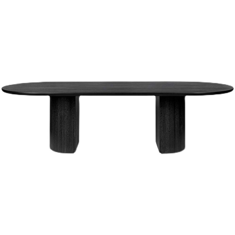 Modern Wood Oval Black Dinette Table Wood Base Dining Table for Living Room
