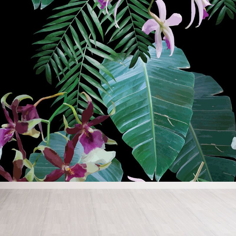 Water Resistant Botanical Wall Mural Non-Woven Tropical Wall Decor for Dining Room