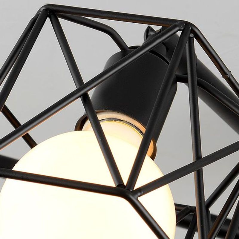 8 Bulbs Chandelier Lighting Retro Style Radial Iron Pendant Light in Black for Barbershop