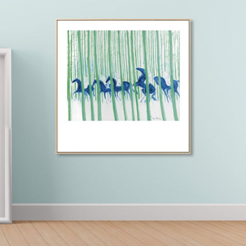 Modern schilderij paardenkuddes canvas print lichte kleur getextureerde muur kunst decor voor thuis