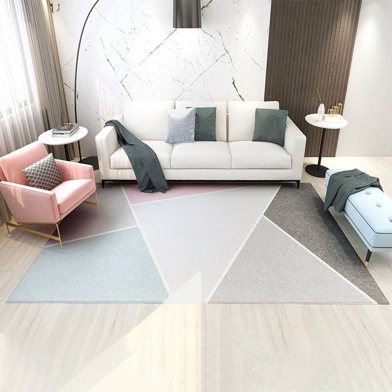 Grey Simplicity Rug Polyester Geometric Rug Washable Rug for Home Decor