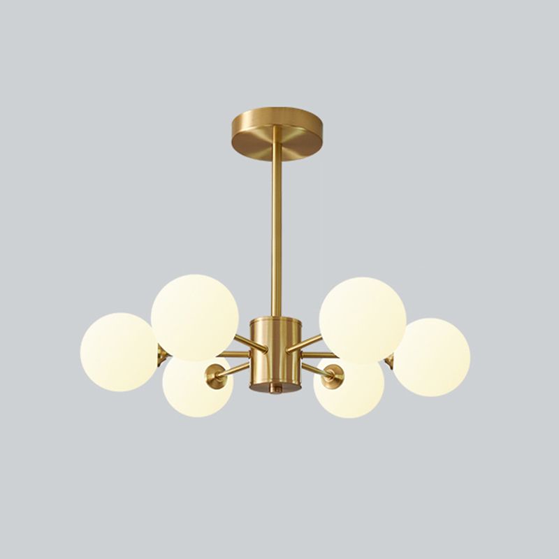 Modern Simplicity Chandelier Light Opal Glass Shade Living Room Lighting Fixture