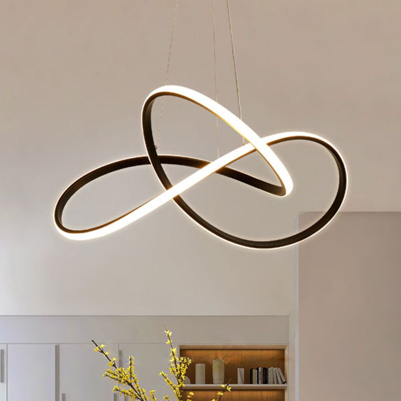 Acrílico espiral colgante lámpara de lámpara de estilo simple led lacera negra lámpara colgante