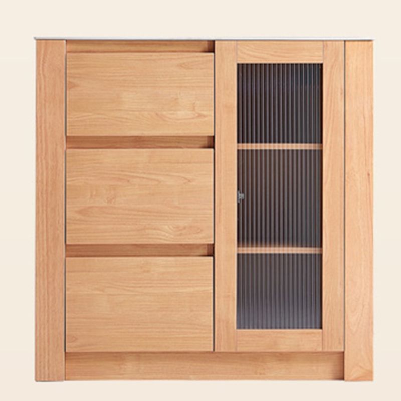 Stone Top Rectangle Kitchen Island Table with Rubberwood Base