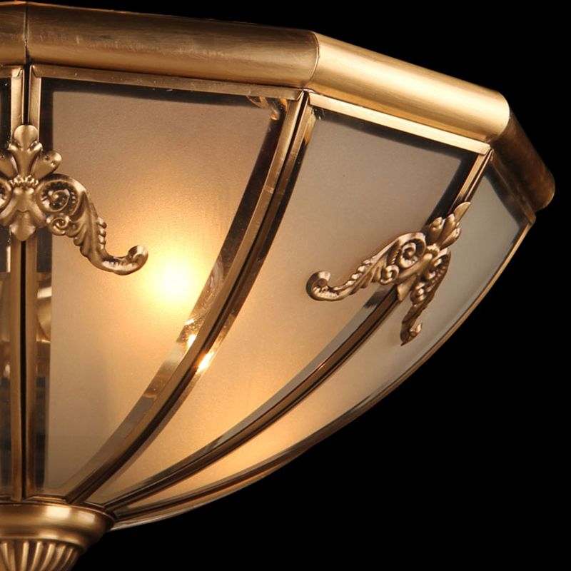 Flush Mount Ceiling Light Vintage Style Shaded Glass Flush Ceiling Light in Brass