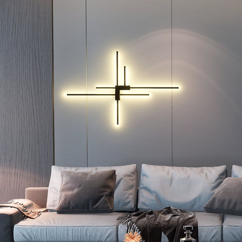 Postmodern Metal Black Wall Sconce Multi Light Led Wall Mounted Light for Bedroom