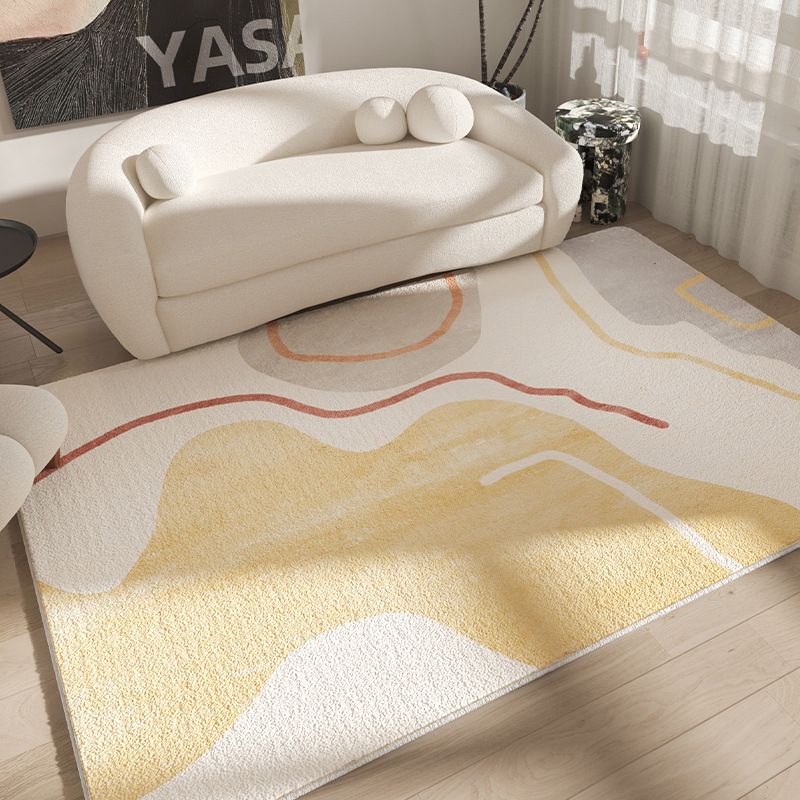 Dark Green Rug Polyester Color Block Rug Non-Slip Backing Rug for Living Room