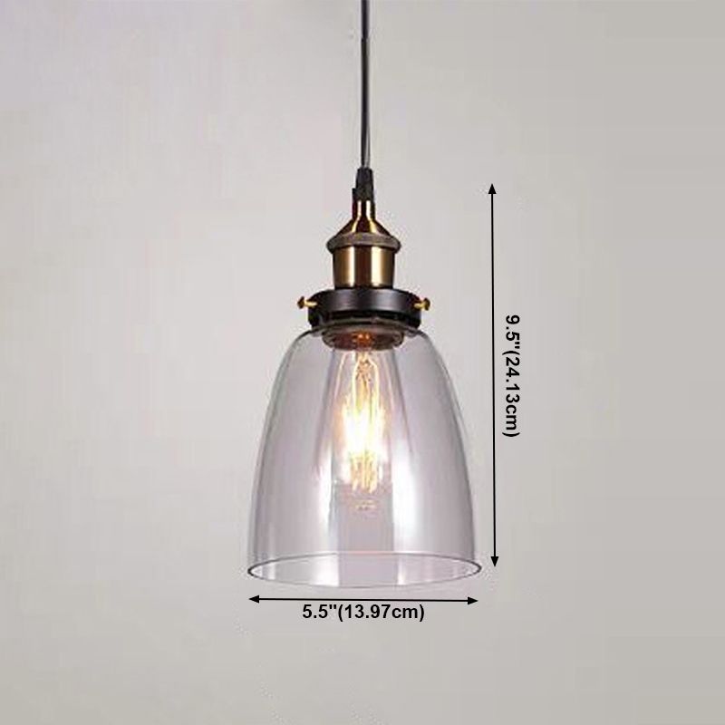 Lampada a sospensione singola retrò industriale Light a sospensione geometrica con tonalità di vetro puro